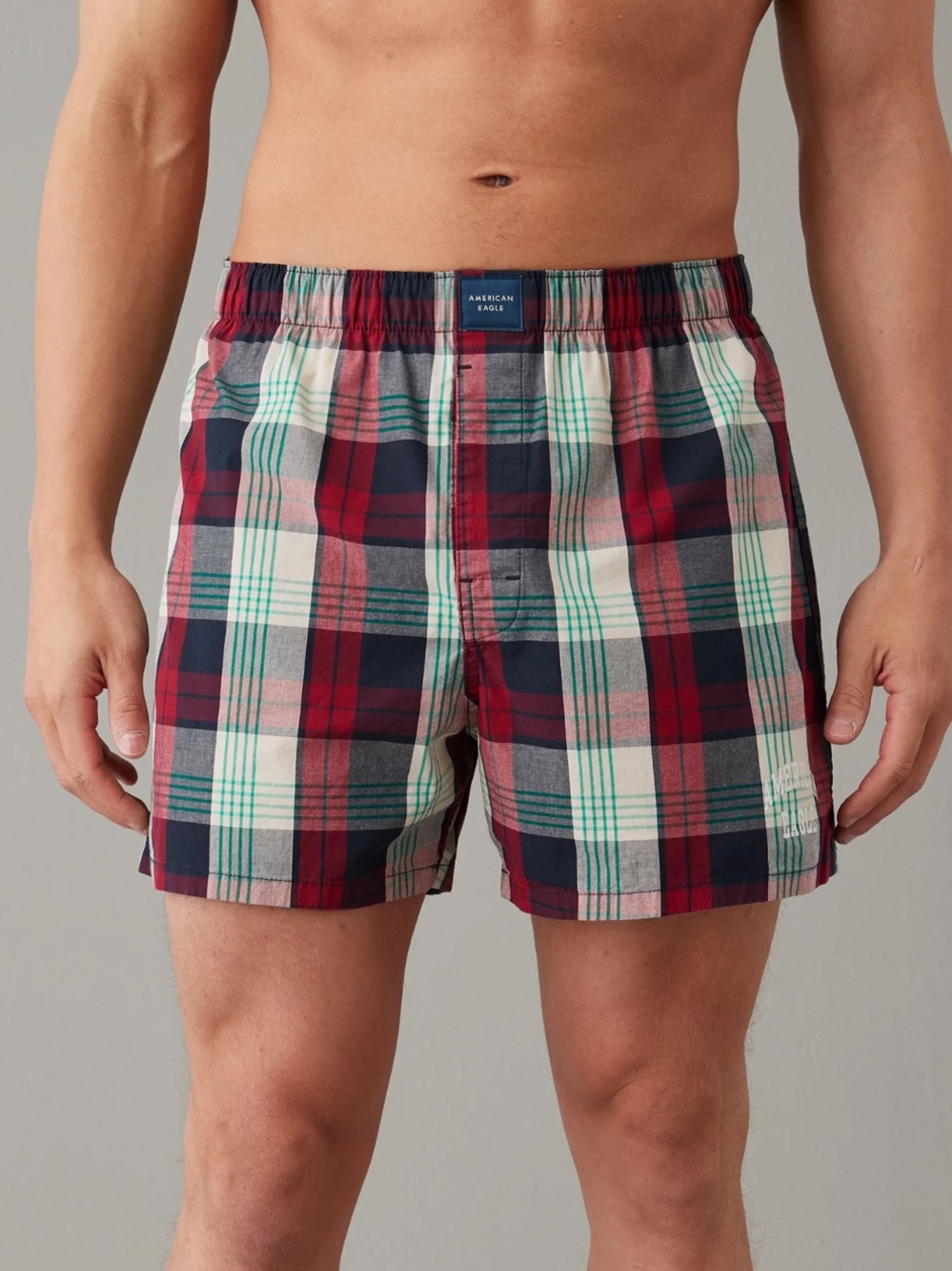 American Eagle Outfitters Stretch Plaid Classic Navy Boxers Short Sz S/P 29-31